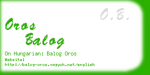 oros balog business card